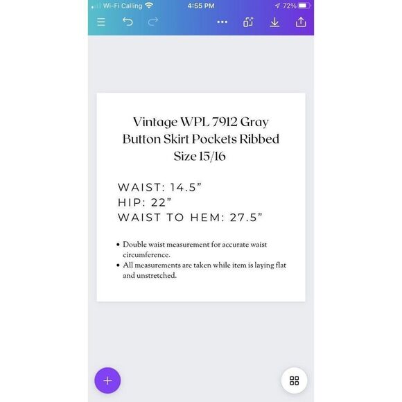 Vintage WPL 7912 Women’s 15/16 Gray Skirt Button Front Pockets Dark Academia - Picture 13 of 13